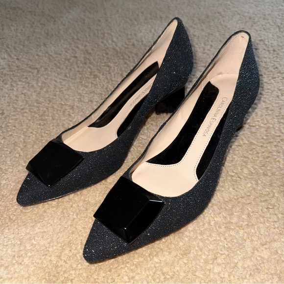 Carolina Espinosa Shoes - Carolina Espinosa Liner Black Glitter Pumps Heels Size 8.5